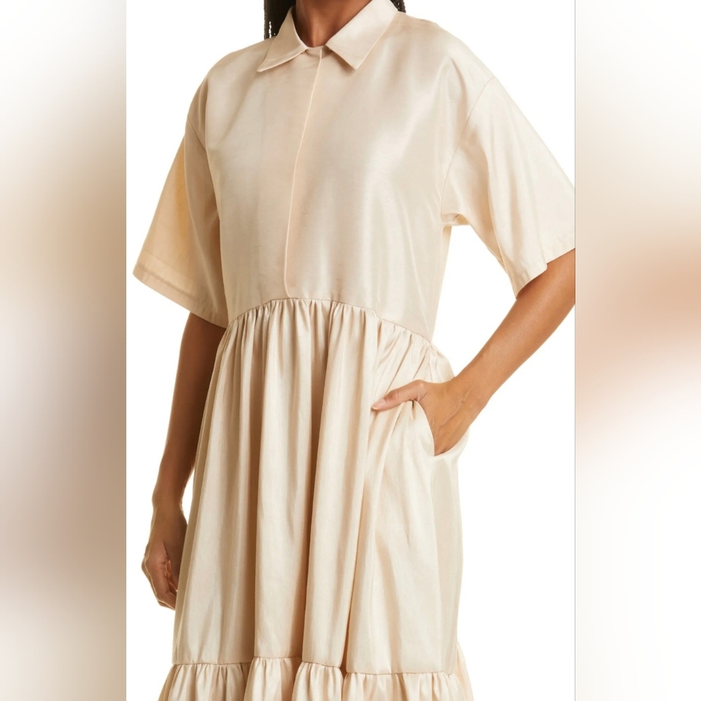 Kimberly Goldson DONNI CHAMPAGNE MIDI DRESS Size S - Picture 3 of 8